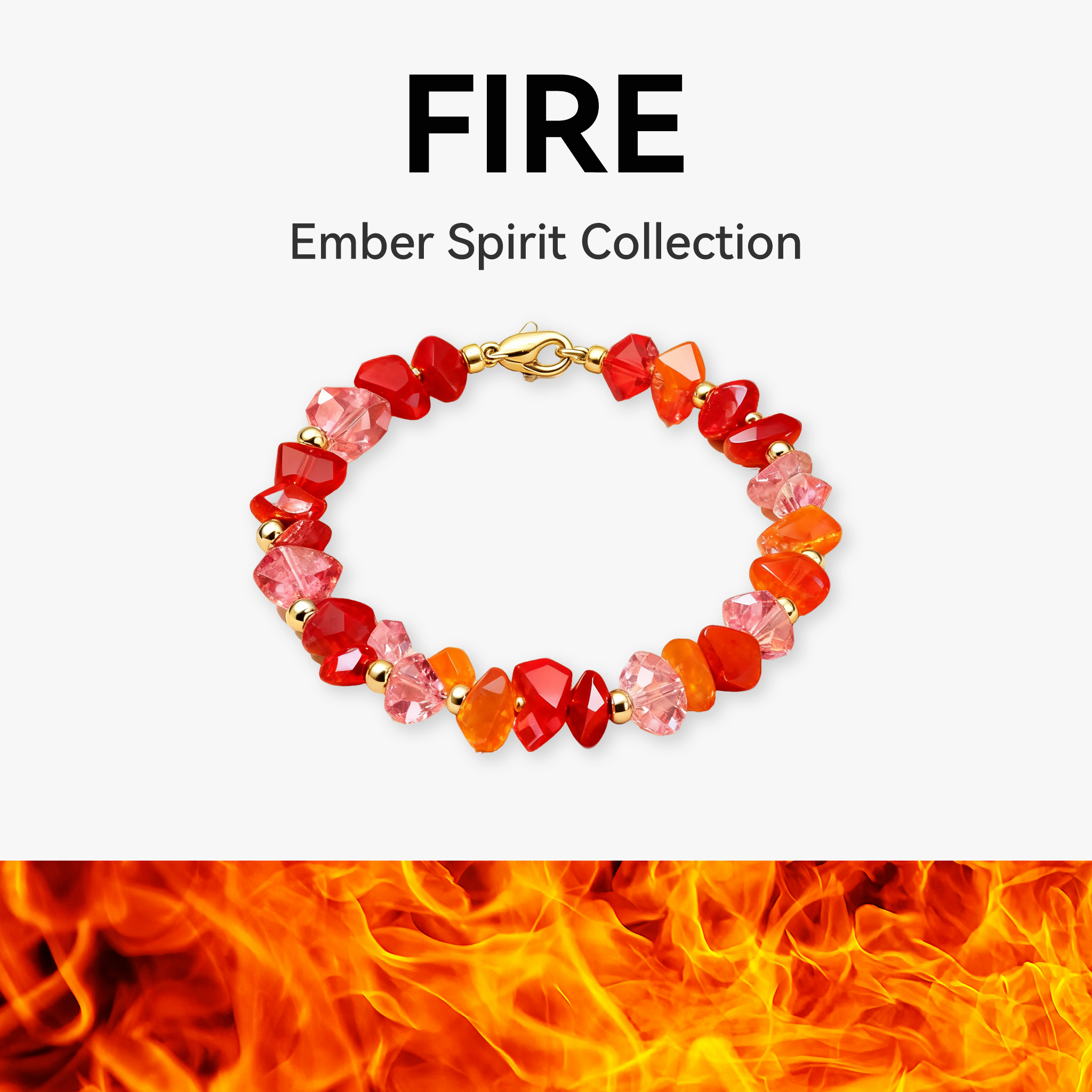 Ignite Passion Fire Element Bracelet – Natural Stone Energy Bracelet for Confidence, Motivation & Creativity Boost