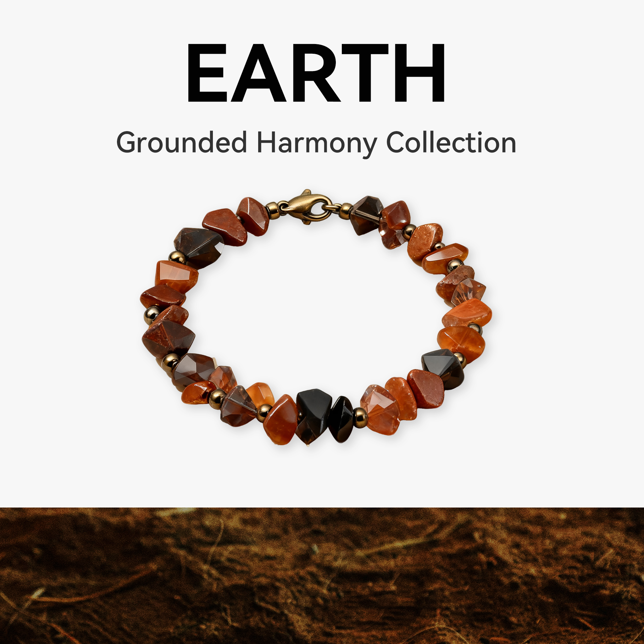 Grounding Protection Earth Element Bracelet – Natural Crystal Bracelet for Stability, Emotional Support & Energy Centering